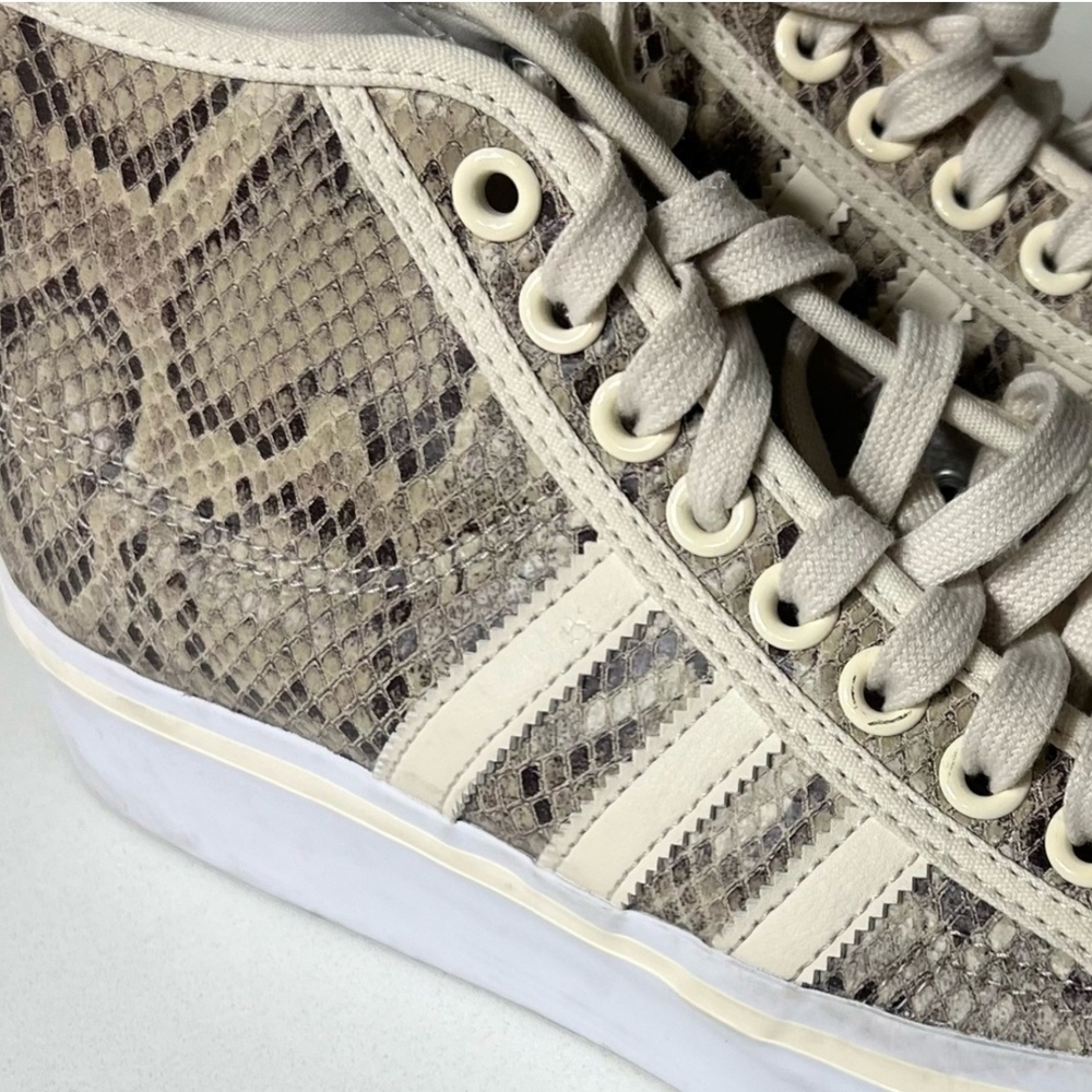 Beige Snakeskin Pattern Sneakers with White Sole
